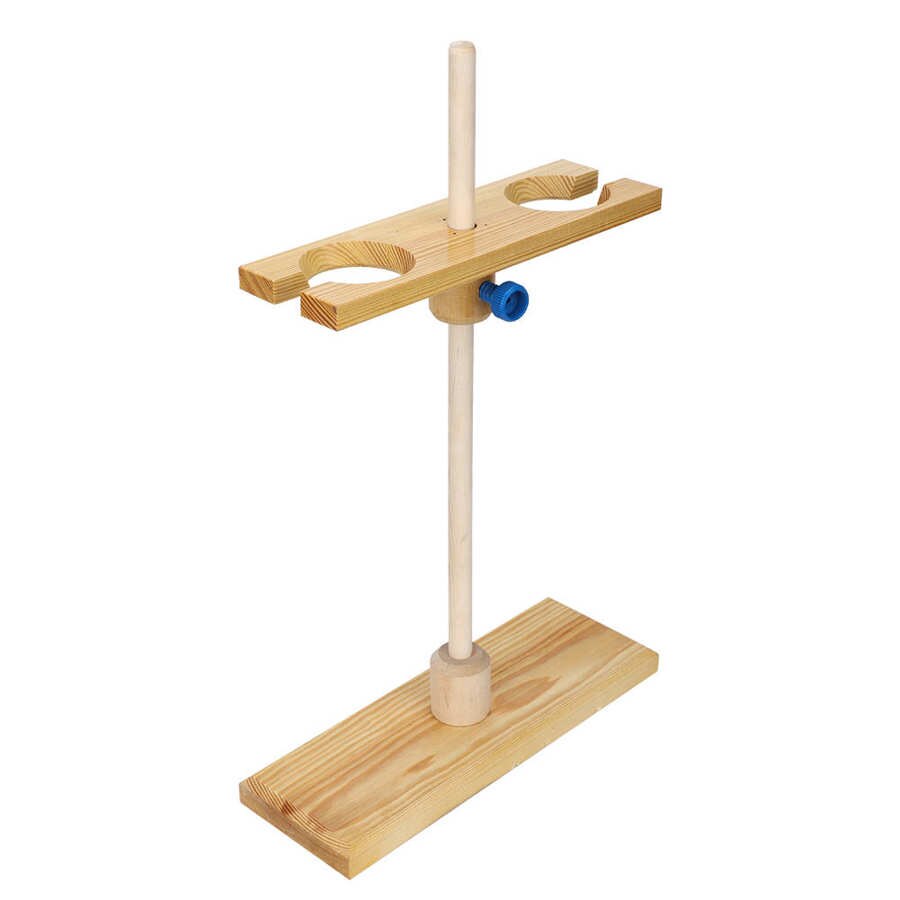 Wooden funnel stand 2 holes Separatory funnel Stand Rack Height-adjustable for laboratory experiment Lab Supplies