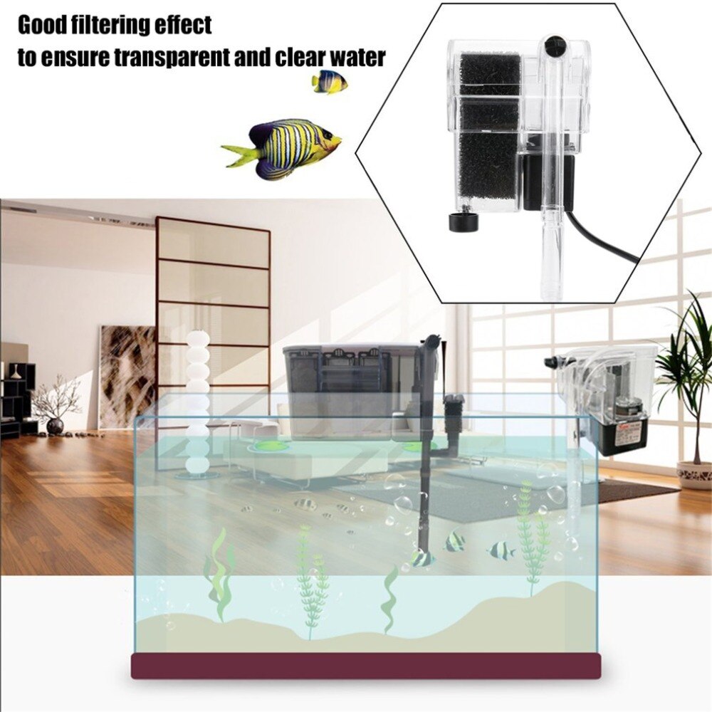 Mini 220-240V Fish Turtle Tank Aquarium External Oxygen Pump Waterfall Filter Water Circulation Mini Aquarium Power Filter