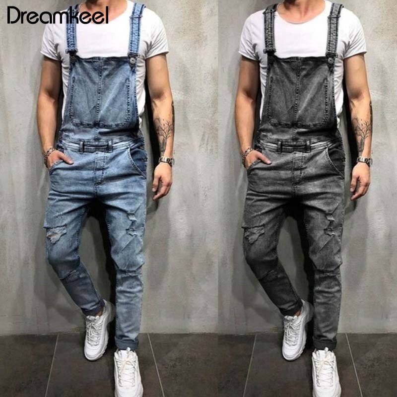 Mænd denim snedker overalls afslappede bukser løse bukser smækbukser herre hip hop jumpsuit smækbukser dreamkeel mærke y