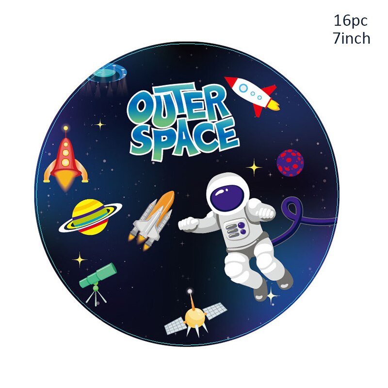 Outer Space Astronaut theme Party Tablecloth Happy Birthday Party Decor for Boys 1st Paper Tray Set Disposable Party Supplies: Brown