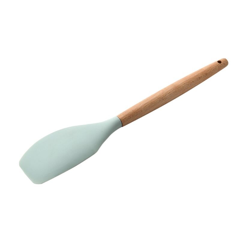 Non-toxic Silicone Kitchen Cooking Utensils Set Natural Wooden Handle Cooking Tools Turner Tongs Spatula Spoon for Nonstick Cook: 8