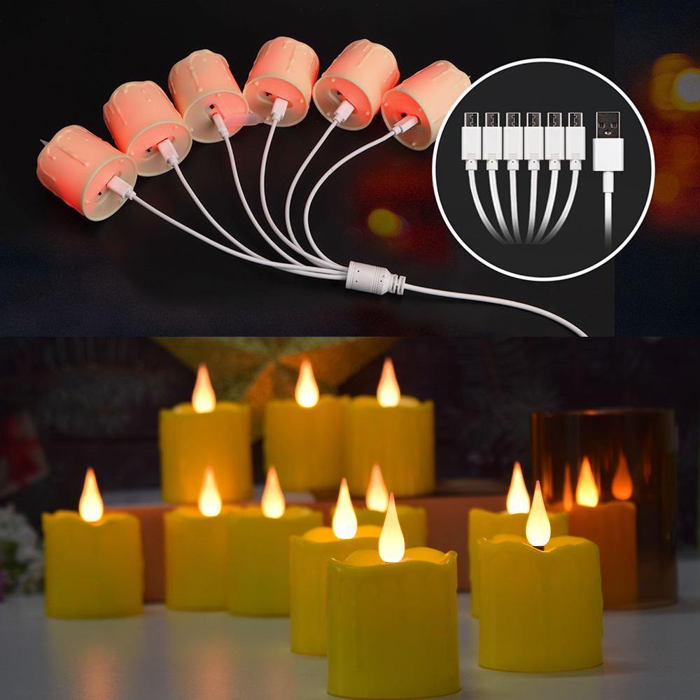 Candele LED ricaricabili FPOO con timer remoto, candela votiva impermeabile, decorazione domestica, San Valentino, luce da tè, 6 pezzi