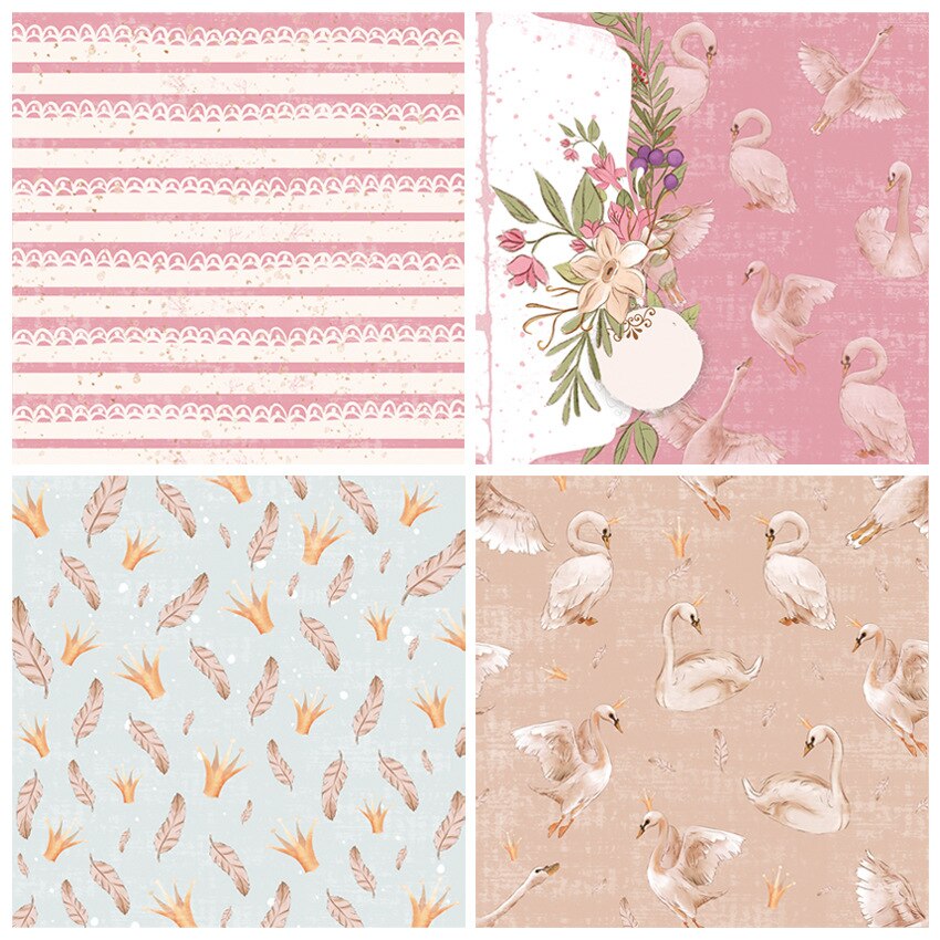 KSCRAFT 12 Sheets Swan Scrapbooking Pads Paper Origami Art Background Paper Card Making DIY Scrapbook Paper Craft