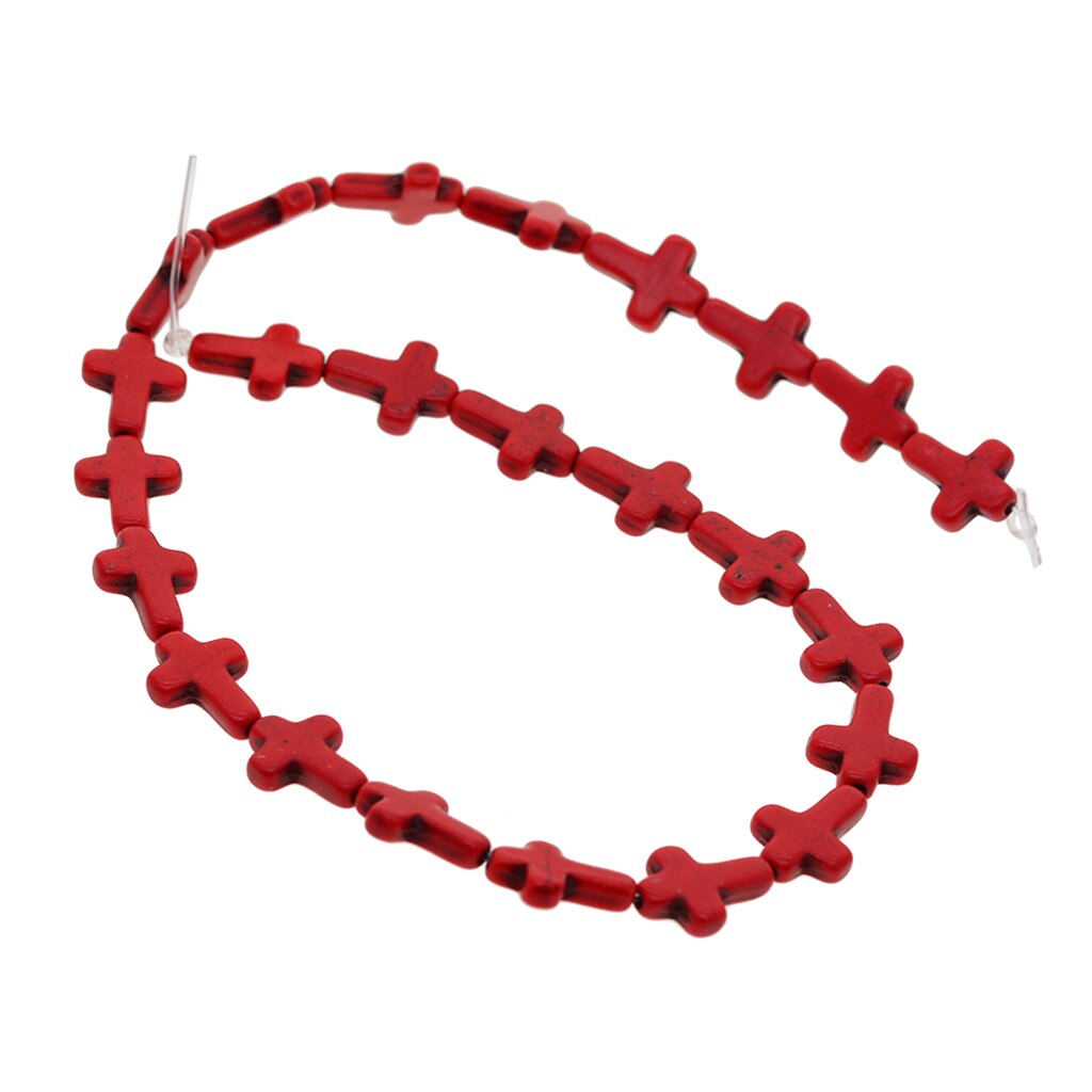 1 Strand Howliet Turquoise Gesneden Kruis Losse Spacer Kraal Armbanden Rood