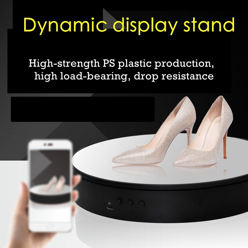 Rotating Display Stand - 20cm 360° Electric Turntable - Max Load 5kg - Photography & Jewelry Organizer