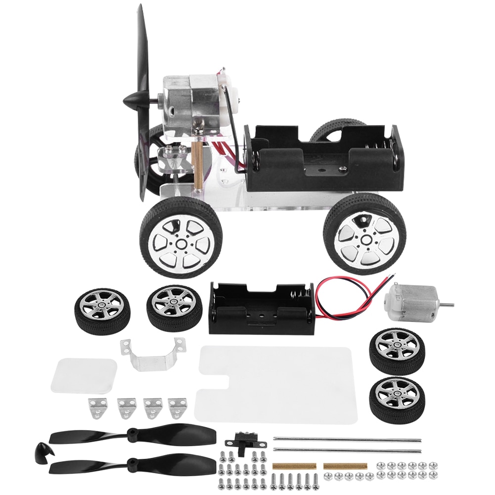 DIY Gemonteerd Wind Model Auto Motor Drive Educatief Smart Windmolen Auto Kid Speelgoed Model Building Kits