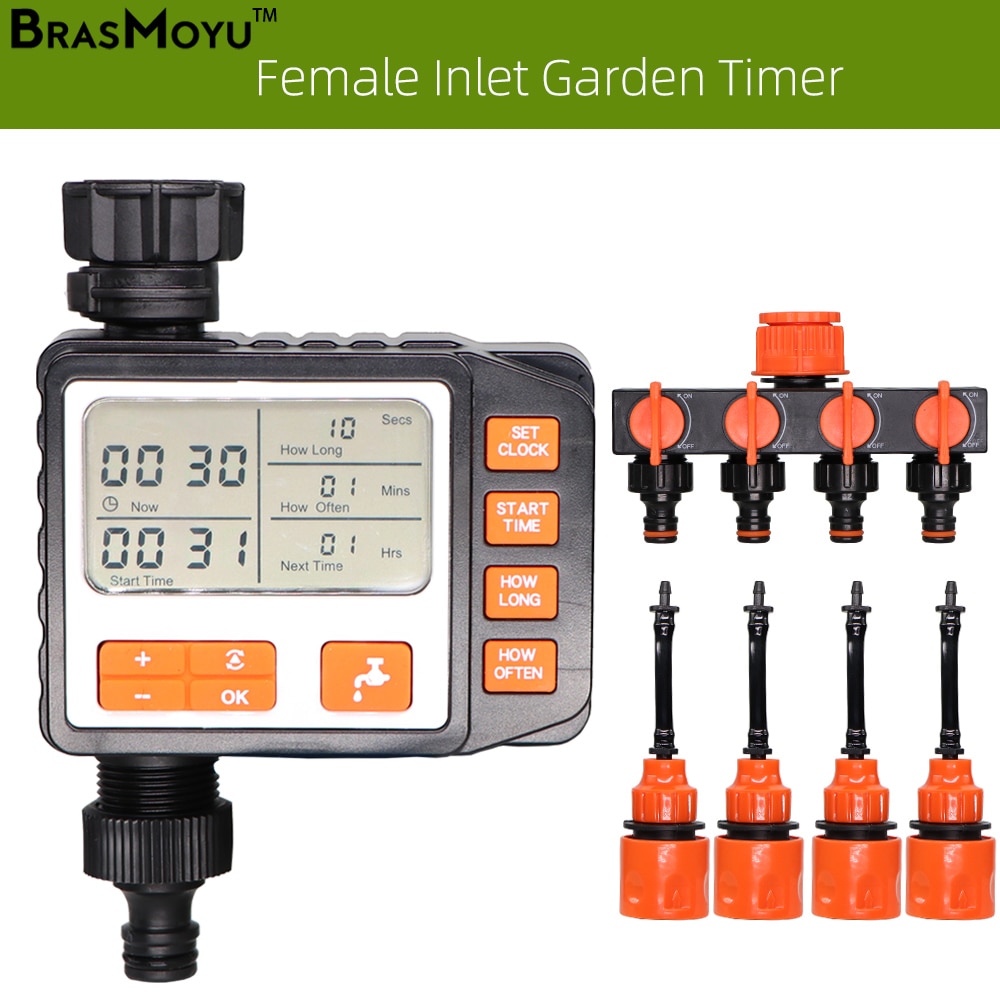 BRASMOYU Electronic Sprinkler Timer Gardens Hose Outdoor Waterproof Automatic System Valve Programmable Controller Irrigation