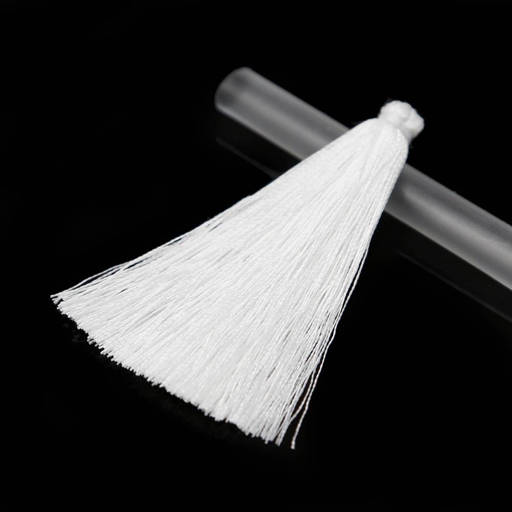 Franges en Imitation soie 2/10 pièces | Glands à suspendre, pointes de corde pour bricolage, porte-clés couture rideau accessoires pompon: White 2pcs