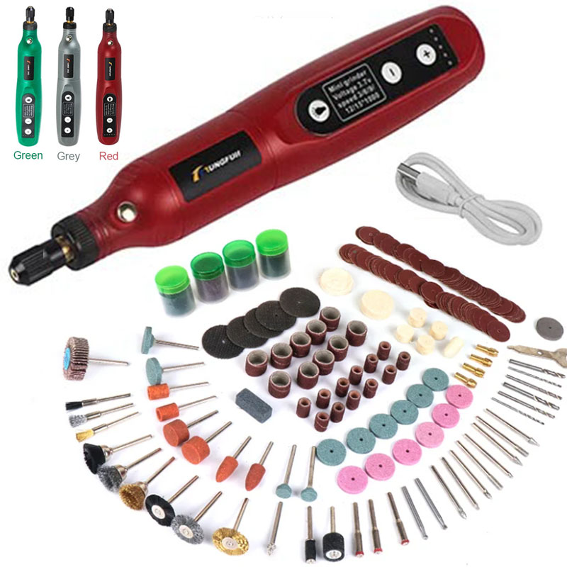 Stylo de gravure sans fil USB, Mini perceuse sans fil Rechargeable, outil rotatif de vitesse, ensemble d'accessoires de meulage Dremel