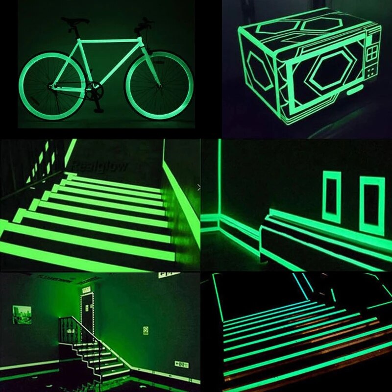 Cinta autoadhesiva luminosa de 1,5 cm x 1m cinta de visión nocturna que brilla en la oscuridad, advertencia de seguridad, cintas decorativas para el hogar