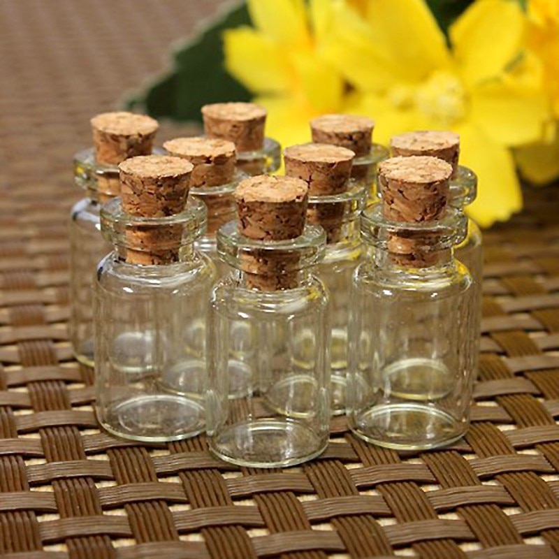 10pcs Mini Kleine Glazen Flessen met Helder Kurk Tiny Flesjes Potten Containers 24x12mm Bericht Bruiloft sieraden Favor