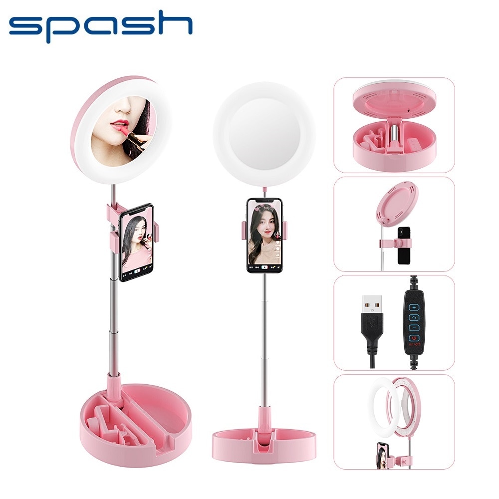 Spash selfie ring licht 6 zoll ring lampe dimmbare wiht make-up spiegel einbeinstativ telefon halter LED ring licht für fotografie licht