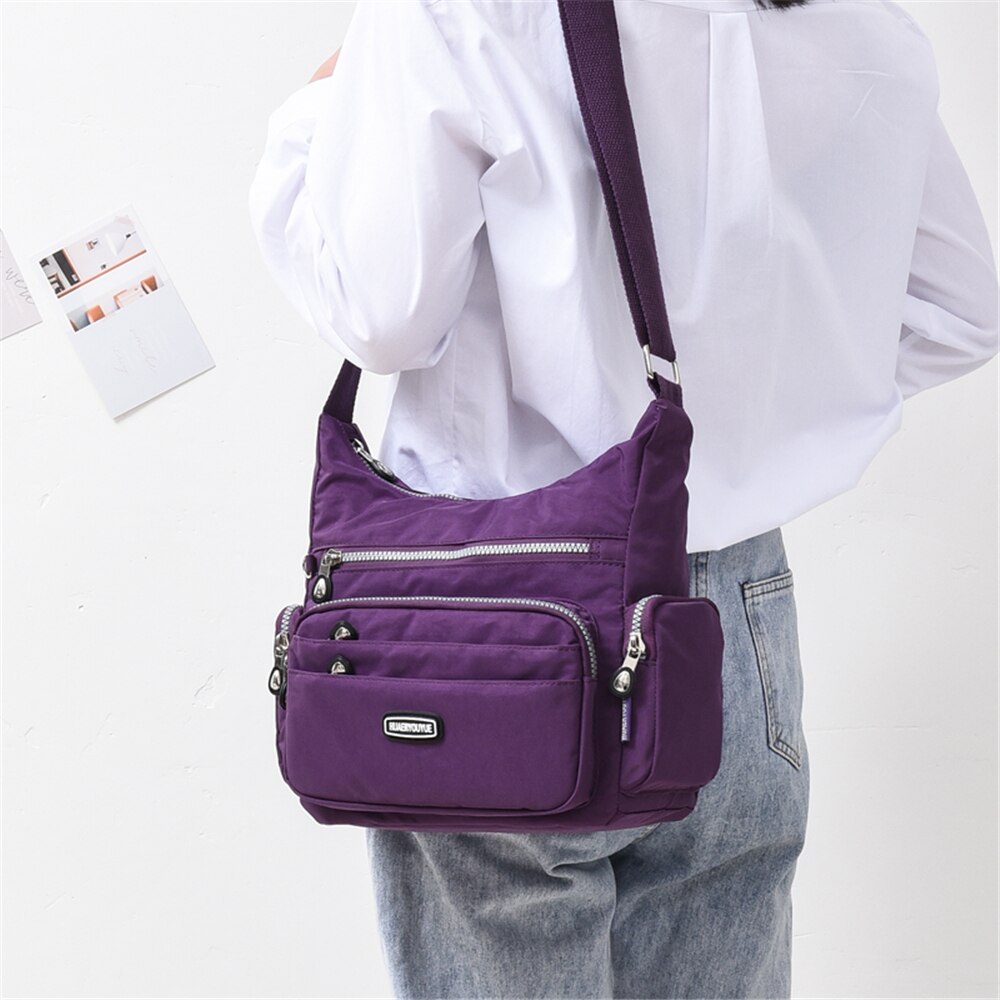 Vesker til kvinner femme stor kapasitet nylon skulderveske vanntett daglig shopping veske crossbody budbringer poser