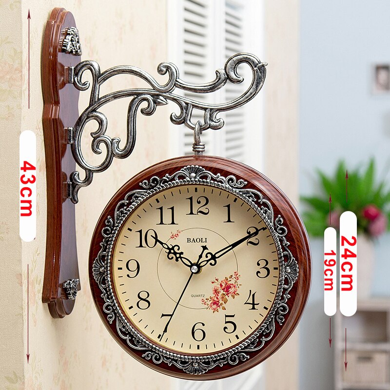 Reloj de pared grande de doble cara, reloj de pared Vintage, mecanismo de relojes digitales, moderno, accesorios de decoración del hogar: clock 1