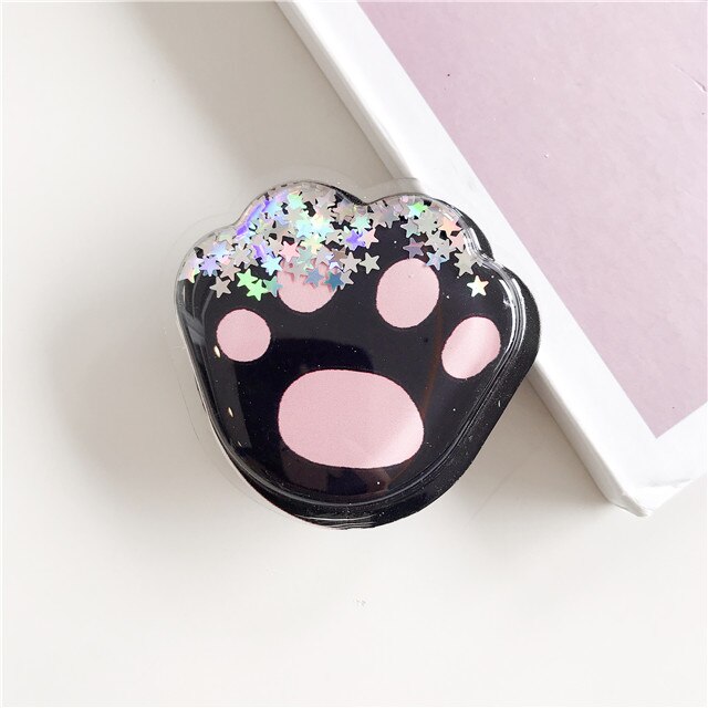 Fruit Juice Bear Flowers Cat Claw Pattern Quicksand Glitter Expanding Phone Holder Desk Stand Universal Cell Phone Bracket: 25