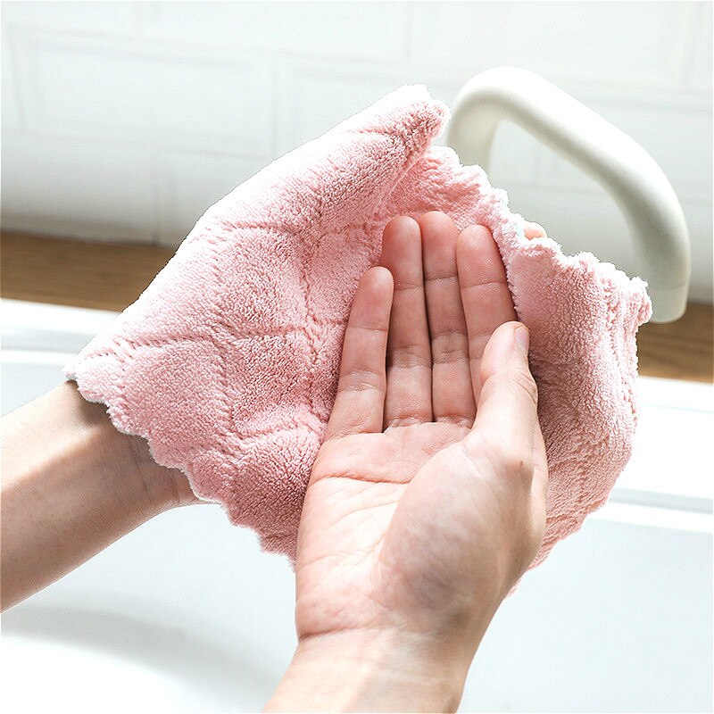 Suef husholdning køkkenhåndklæder absorberende tykkere dobbeltlag mikrofiber tørre bord køkkenhåndklæde rengøring opvask vaskeklud @ 4