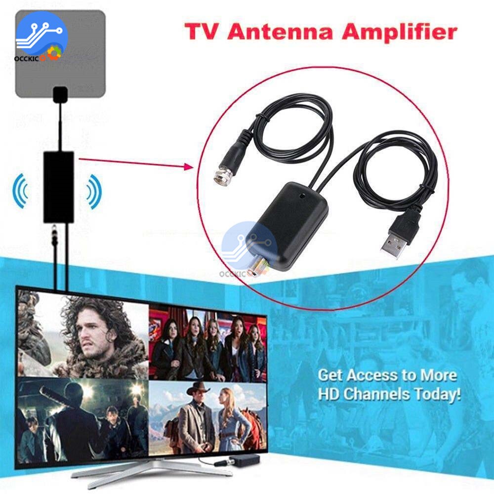 TV Signal Amplifier Booster Convenience Digital HDTV Antenna 25DB 45-862 MHz Easy Install for Cable TV Fox Antenna