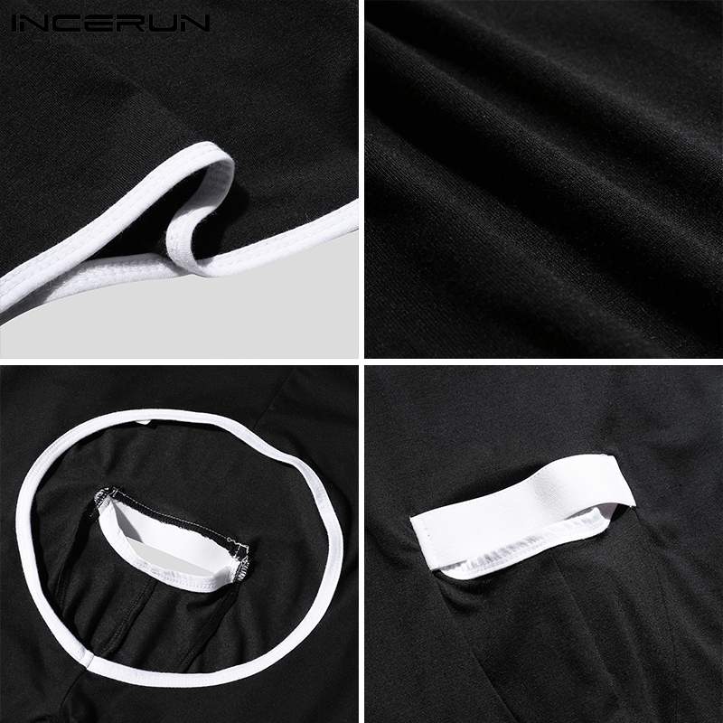 INCERUN – combinaison sans manches pour homme, tenue de loisirs Simple et Sexy, tenue confortable, 2 couleurs unies, offre spéciale, S-5XL