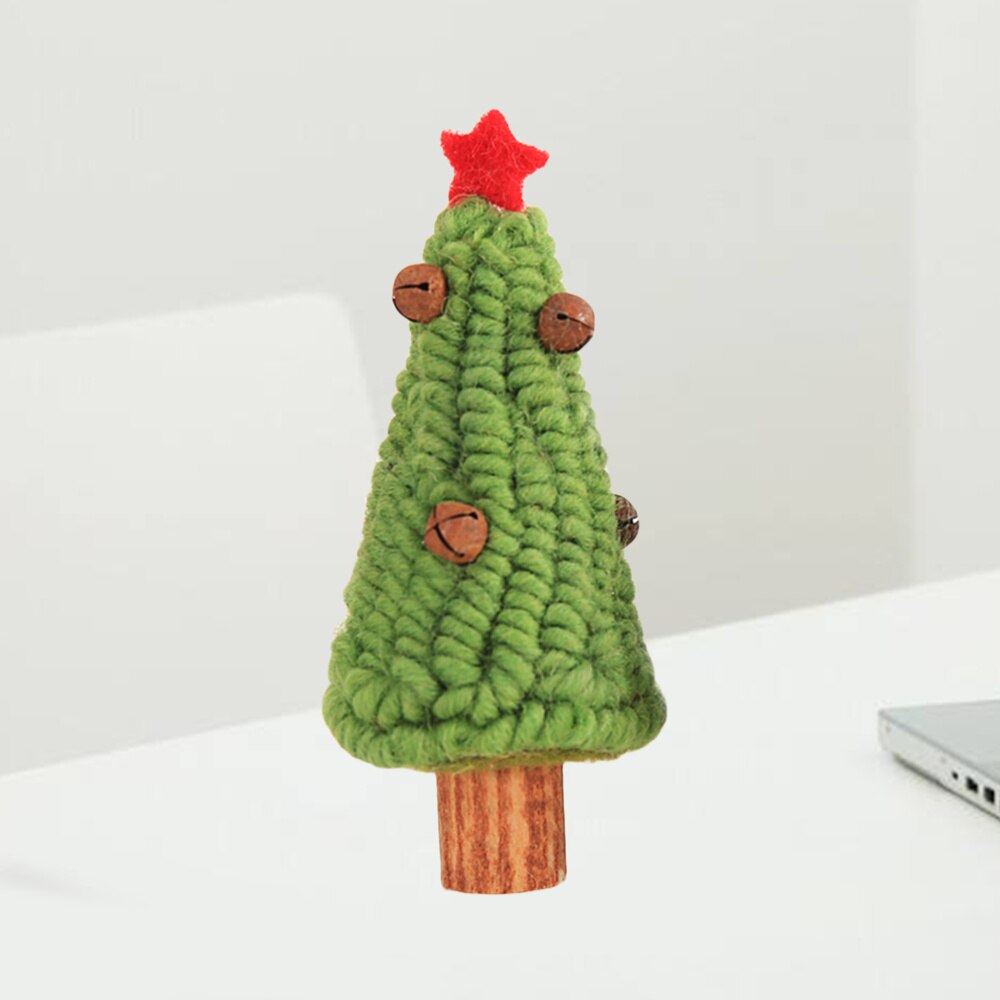 Tabletop Wool Felt Christmas Tree with Tinkle Bells Xmas Desktop Craft Decor Party Ornaments for Children Home Sto
