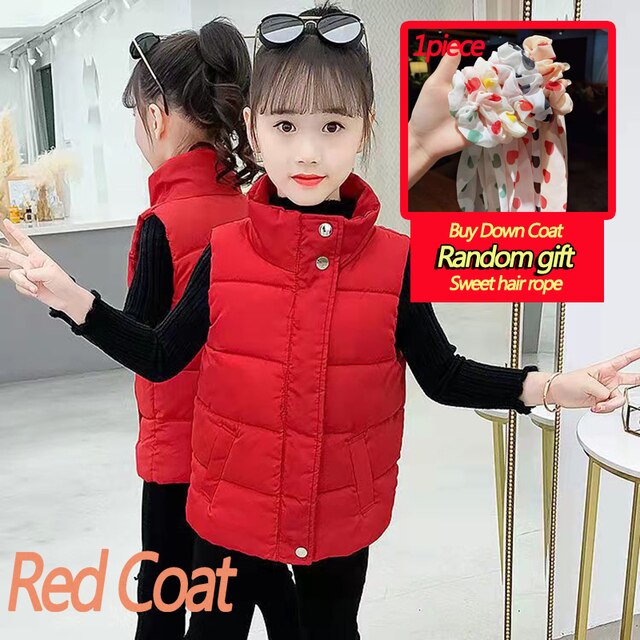 zwykły bezrękawnik dla dzieci ciepłe ubrania dla chłopców wiatroszczelna bawełniana kurtka odzież wierzchnia jesienne ubrania czerwone/czarne zimowe kamizelki dziewczęce: numer 2 / Size 130