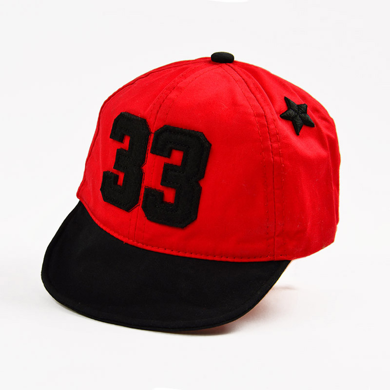Brief Jongen Baby Cap Lente Zomer Kids Verstelbare Baseball Cap Effen Kleur Katoen Peuter Jongens Zonnehoed: number red