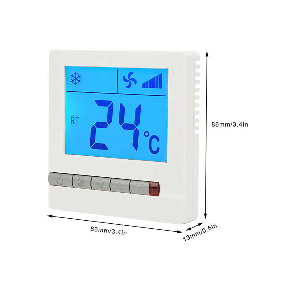 LCD Digital Thermostat Delay Compressor Protection Fan Coil Unit Temperature Controller Thermostat