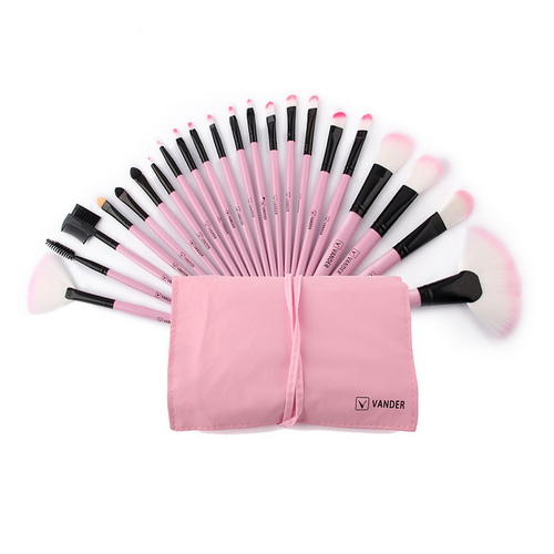Vanderlife 24pcs Makeup Brushes Set 6 Colors Beauty Cosmetic Make Up Tools Foudation Eyeshadow Brush Set With Case: 22PCS Pink
