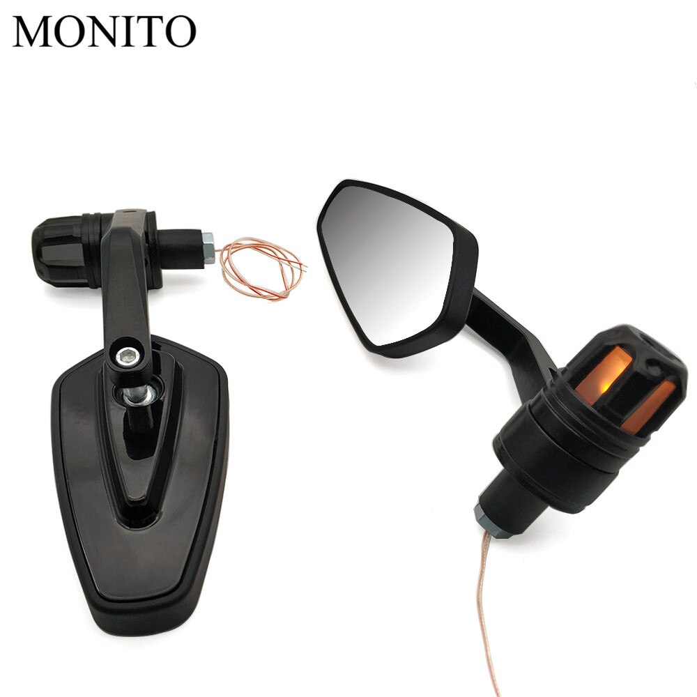 7/8 22mm Motorcycle Side Mirror LED Handle Bar End Mirrors Turn Signal For Honda CB 300F 500F CBR600RR CBR929RR CBR954RR CB1000R: Black