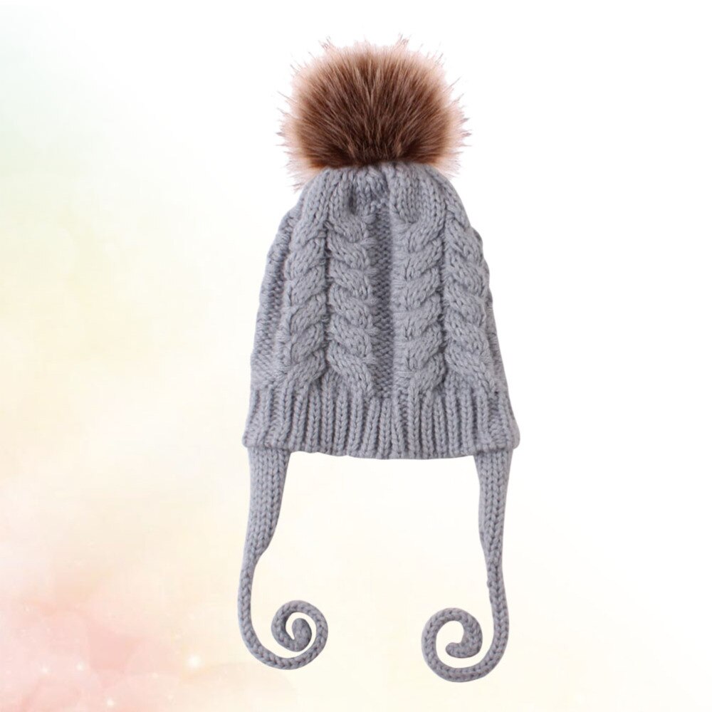 Gevlochten Gebreide Hoed Baby Haak Beanie Cap Winter Warme Muts Hoofdtooi (Zwart)