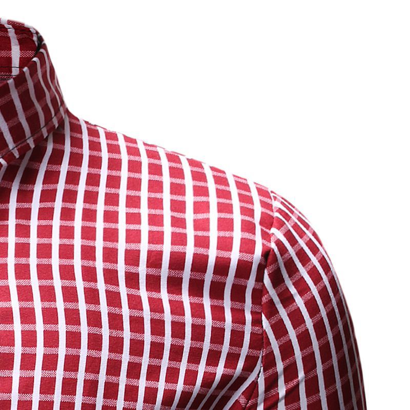 Check Shirts Men Summer Short Sleeve Loose Fit Business Formal Casual Plaid Shirt Beach Tourism Daily Life Red Blue