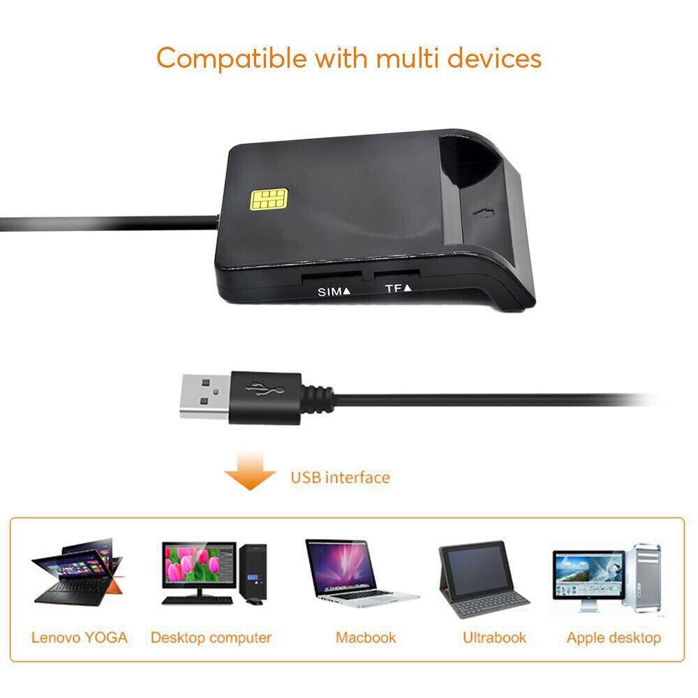 USB SIM Smart Multi Card Reader for Bank Card IC/ID SD TF MMC Micro SD