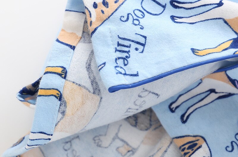 Men Pajamas Dog Print Brushed Cotton Thick 2 Pieces Set For Couple Women Long Sleeve Elastic Waist Pants Lounge Nightwear P80001