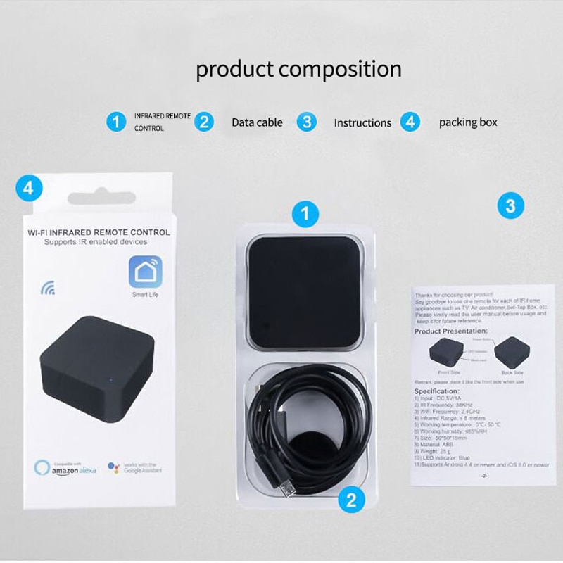 Universal IR Smart Remote Control WiFi + Infrared Home Control Hub Tuya App Works with Google Assistant Alexa Siri for smartHome