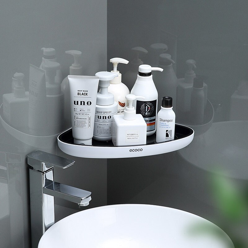 GESEW-estante de almacenamiento esquinero para baño, estantes de almacenamiento multifunción, organizador drenable para el hogar, accesorios de baño: Black