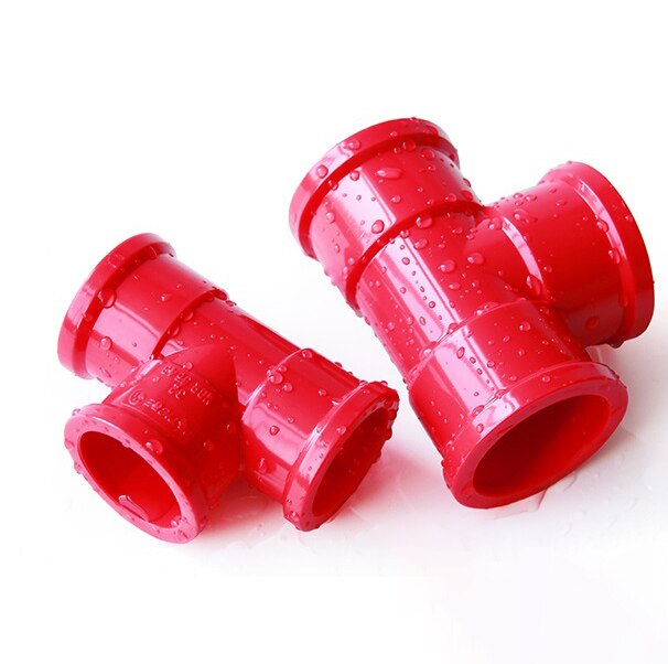 SANKING UPVC 40mm Three way Tee Aquarium Pipe Joint Fitting PVC Water Tank connector: FEIYA RED