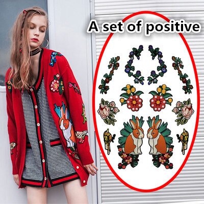 19 stuk Borduren mode grote konijn tijger patches van trui kleding DIY craft decoratie patch: front