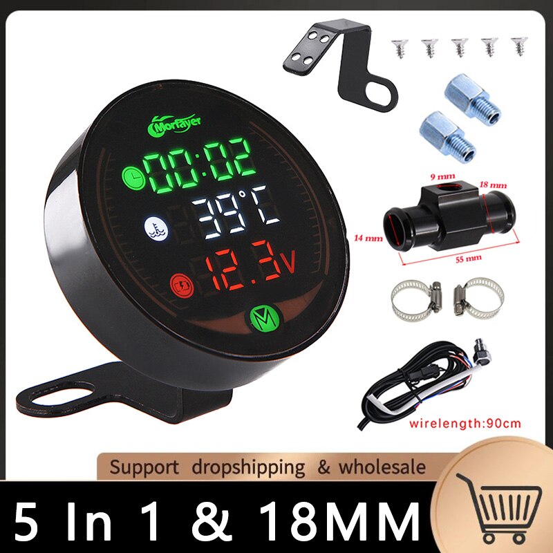 KOSO motocykl termometr robić wody erature licznik długości godzin dla NMAX XMAX 125 250 300 XJ6 CB650F AEROX termometr robić wody adapter godziny silnika: 5 in 1 -18MM