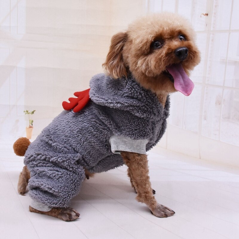 Honden Warme Kleding Fluwelen Hoodie Puppy Verdikking Jas Kerst Herten Cosplay Kostuum Voor Chihuahua Teddy Honden Product