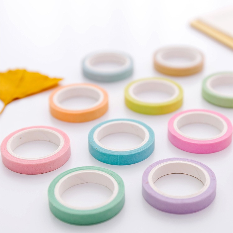 12 stks/pak Candy Regenboog Eenvoudige Kleur Washi Tape DIY Scrapbooking Sticker Label Afplakband School Office Supply