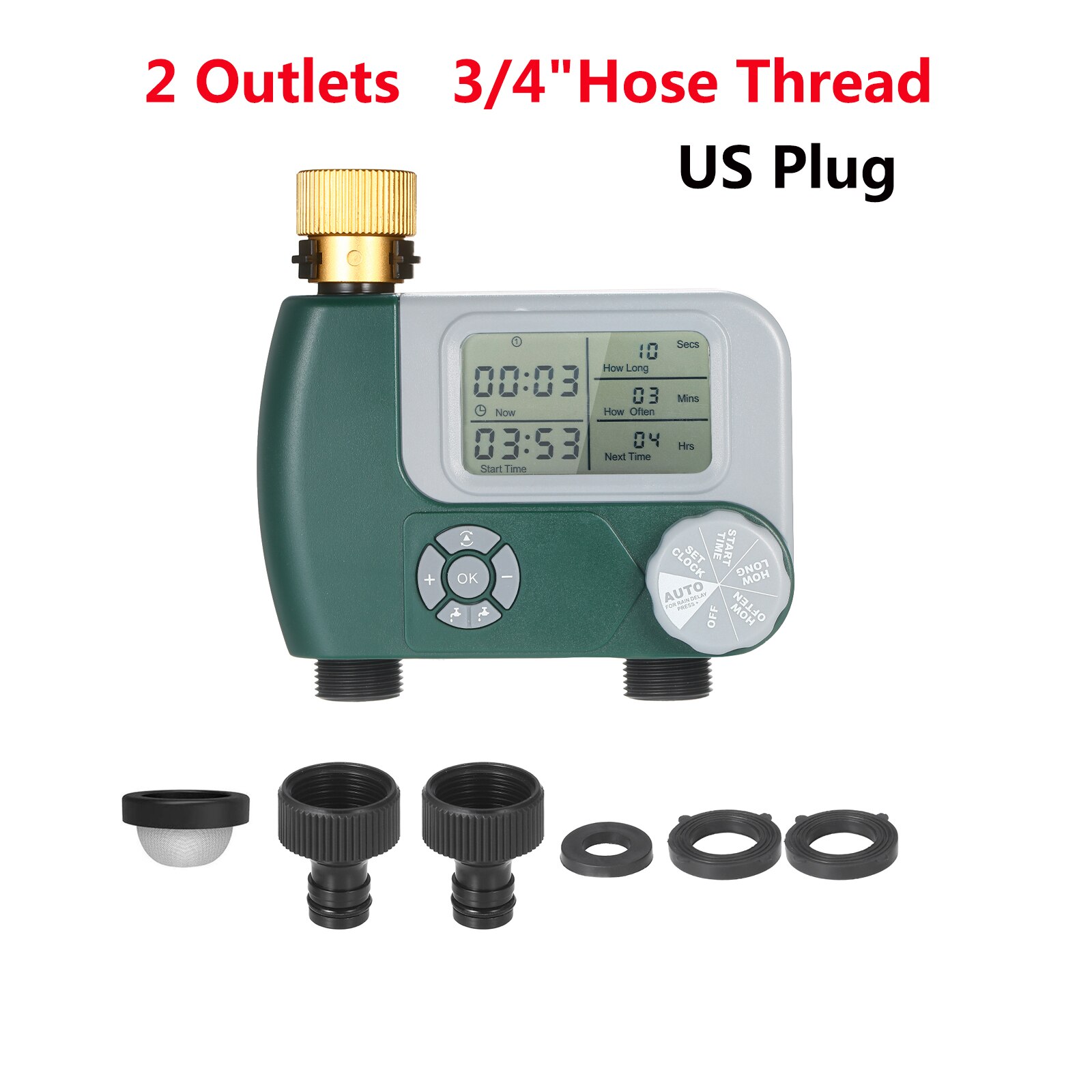 Programmierbare BT Wasser Timer Schlauch Wasserhahn Timer Outdoor-Batterie Betrieben Wasser Flow Meter Automatische Bewässerung Sprinkler System: Set 2 US Plug