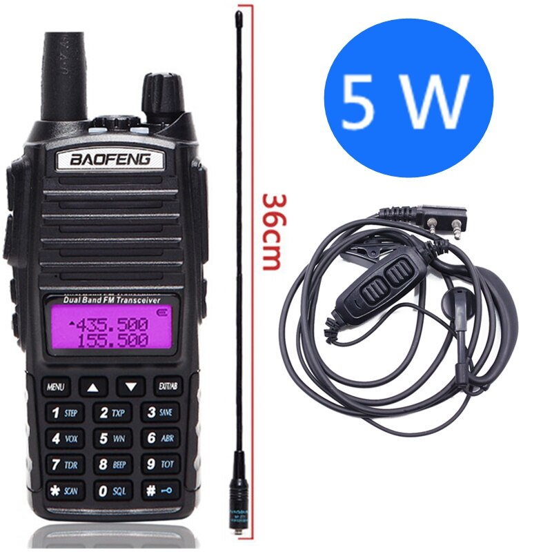 Baofeng UV-82 5W Draagbare Radio Walkie Talkie Uv 82 Dubbele 2 Ptt Dual Band Vhf/Uhf 136- 174/400-480 Mhz UV82 Twee Manier Cb Ham Radio: black 5w 771