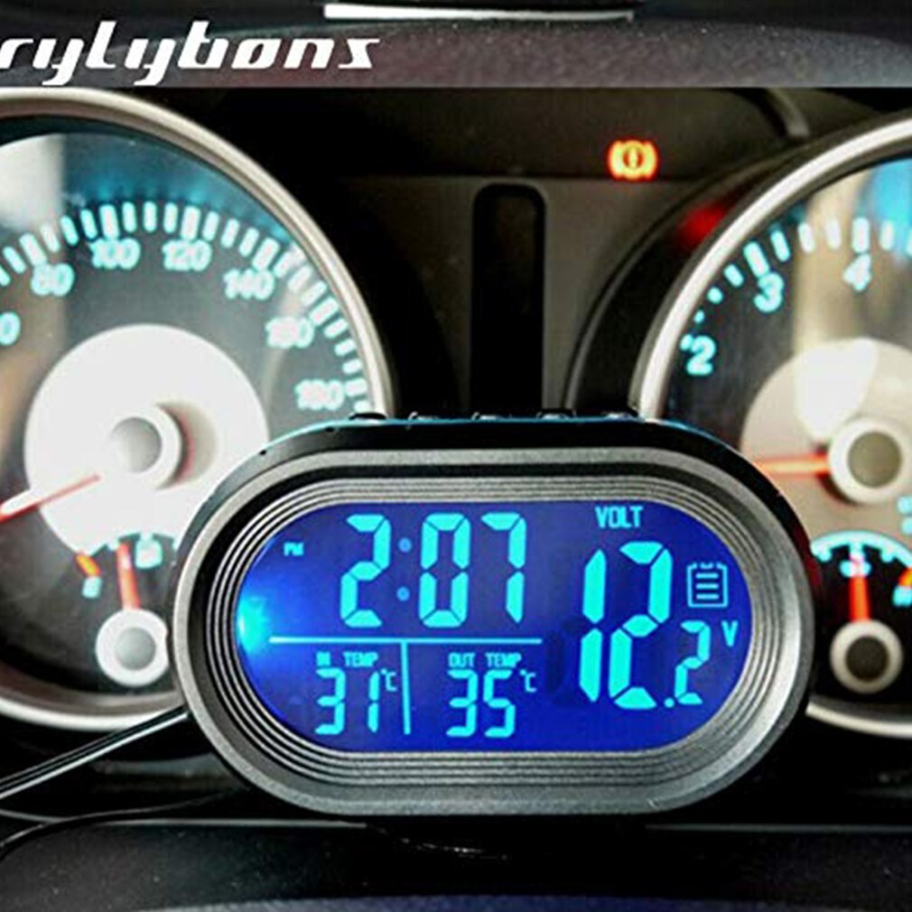 3 In 1 Auto Elektronische Horloge Auto Digitale Led Elektronische Lcd Klok Thermometer Voltmeter Led Digitale Thermometer Voltmeter