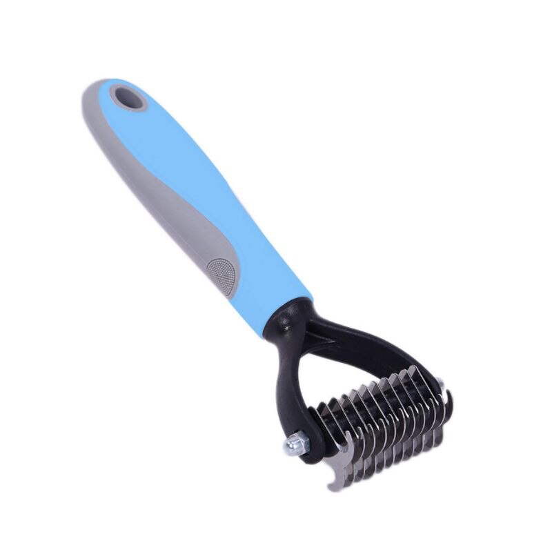 Ontharing Kam voor Honden Kat Trimmen Deshedding Borstel Grooming Gereedschap: Blue   S