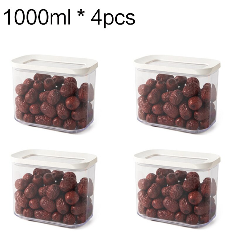 Plastic food seasoning container kitchen box refrigerator seasoning box multi-grain seasoning bean container storage container: 4 pcs 1000ml