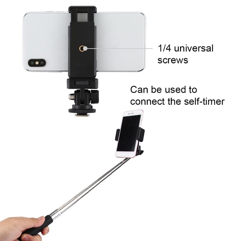 Adaptador de montaje para trípode de zapata fría de rosca de 1/4 pulgadas PULUZ con accesorios de cámara de abrazadera de teléfono