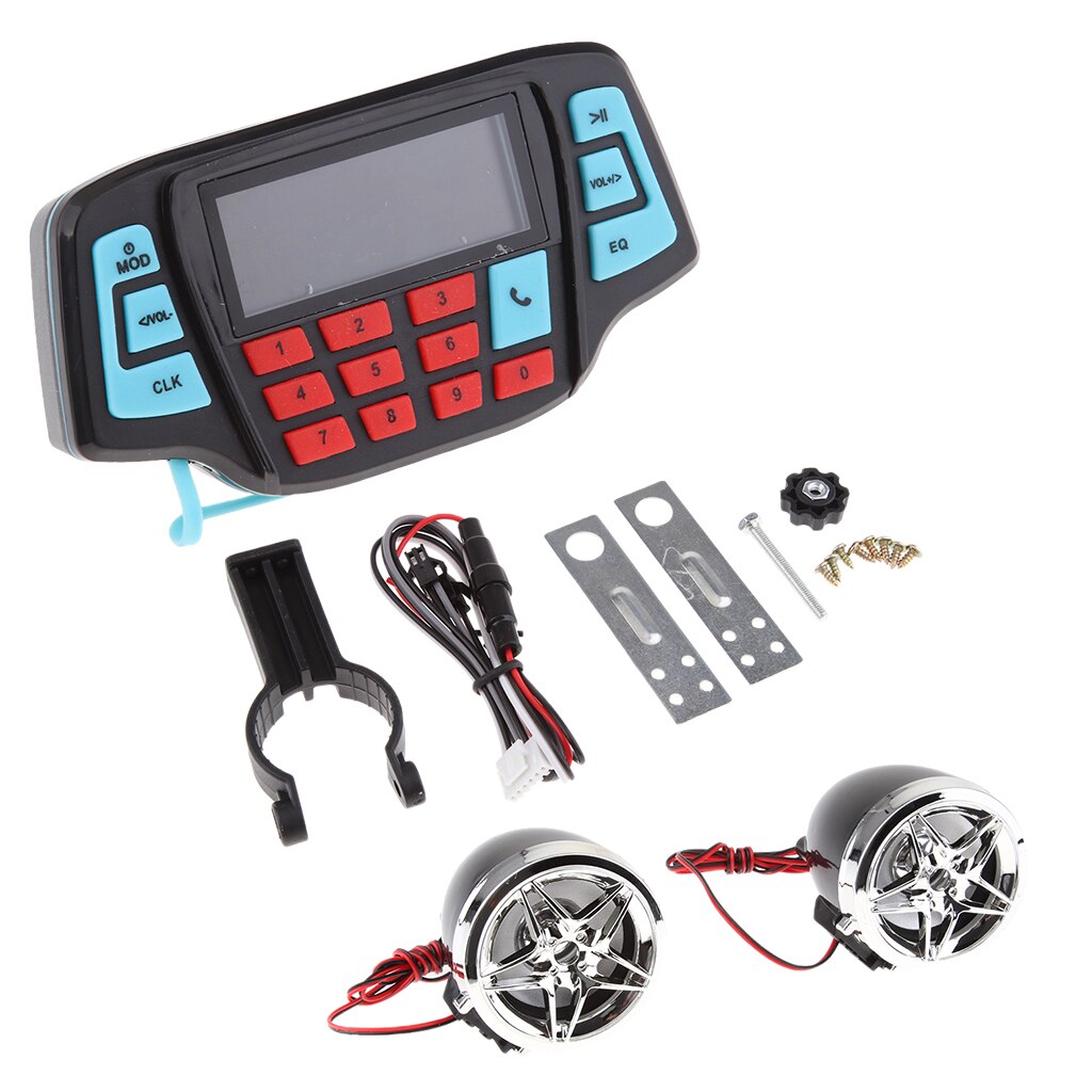 USB Bluetooth Waterproof Motorcycle Audio Radio Sound System Stereo Speakers