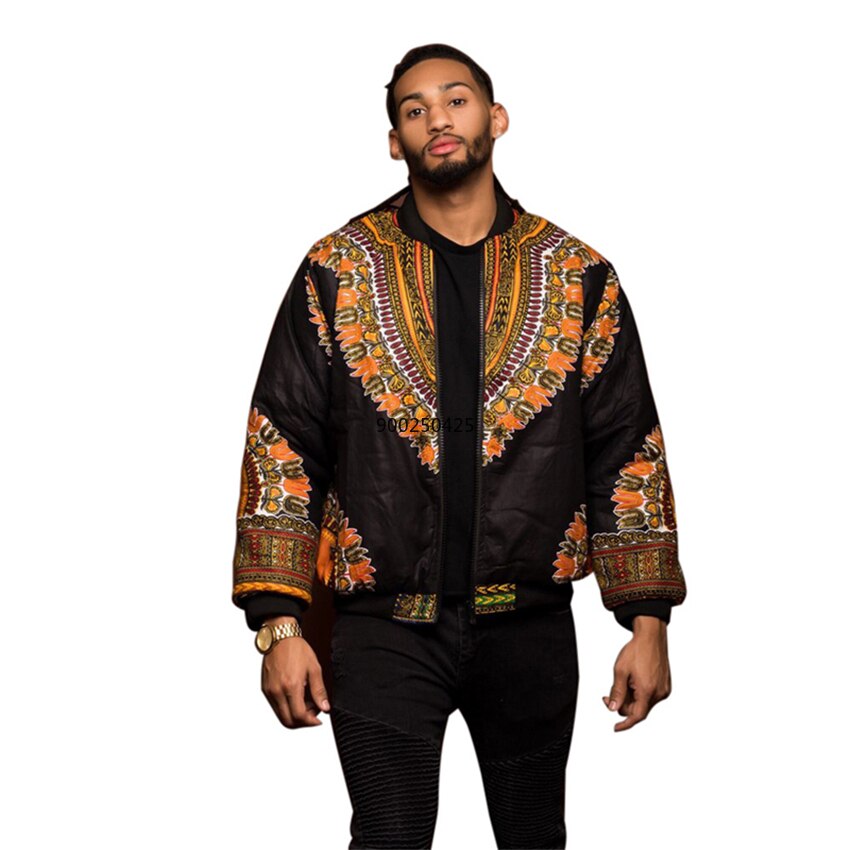 Afrikanske mænd jakke print rich bazin langærmet afrika traditionel dashiki retro frakke til herretøj s-xl