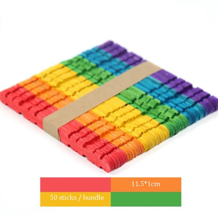 50Pcs Diy Model Maken Hout Chips Sticks Popsicle Ijs Stok Kleurrijke Ambachtelijke Creatieve Educatief Speelgoed Kinderen: F