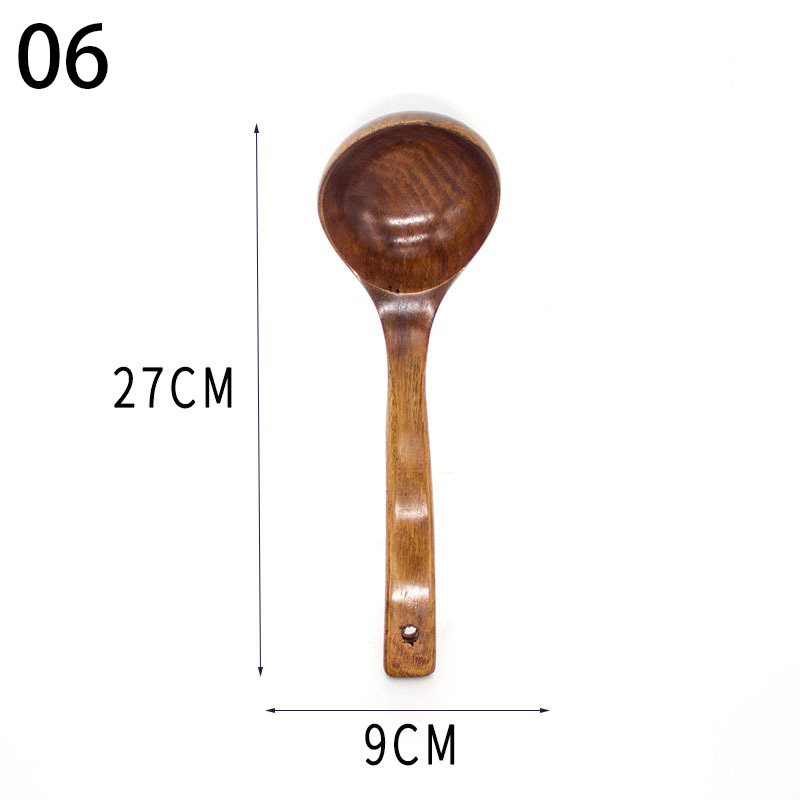 Natural Wood Tableware Spoon Colander Spoon Special Nano Soup Skimmer Cooking Spoon Wooden Kitchen Cooking Tool: 06