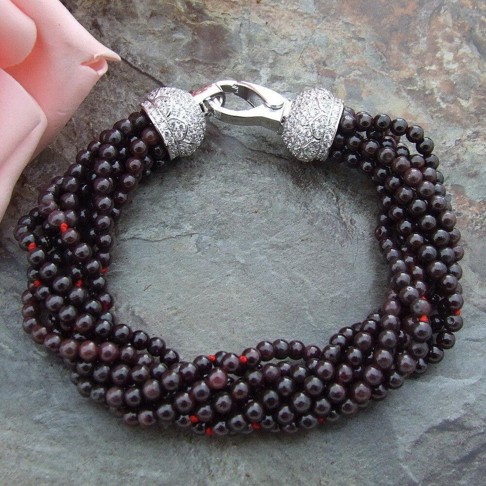 8 ''8 Strengen 4 Mm Natuurlijke Ronde Granaat Strand Armband Voor Vrouwen